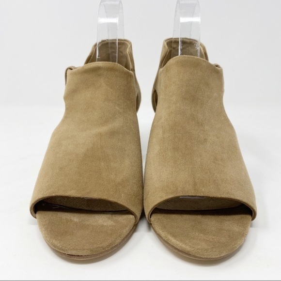 Eileen Fisher Suede Peep Toe Wedge Sandals - Picture 2 of 8